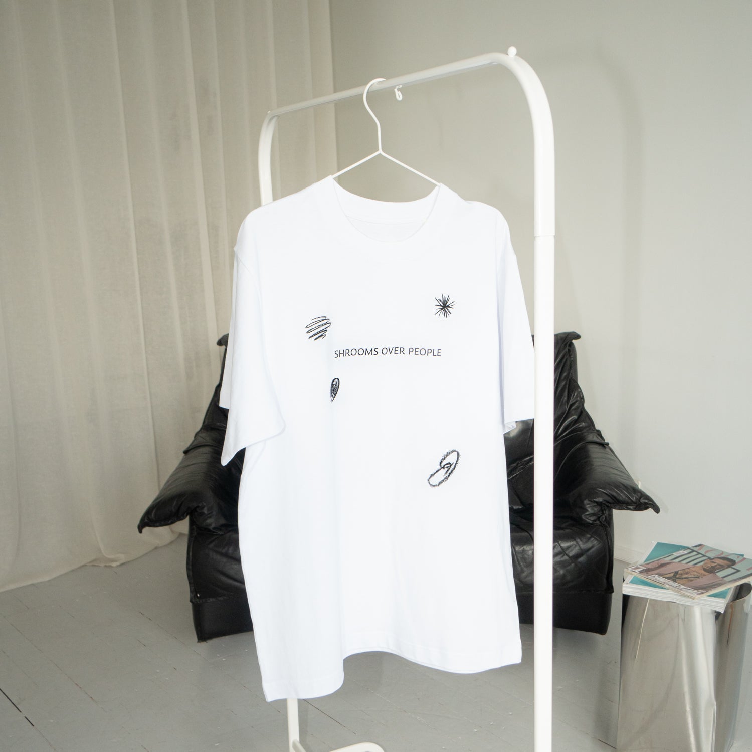 "shrooms > people" t-shirt